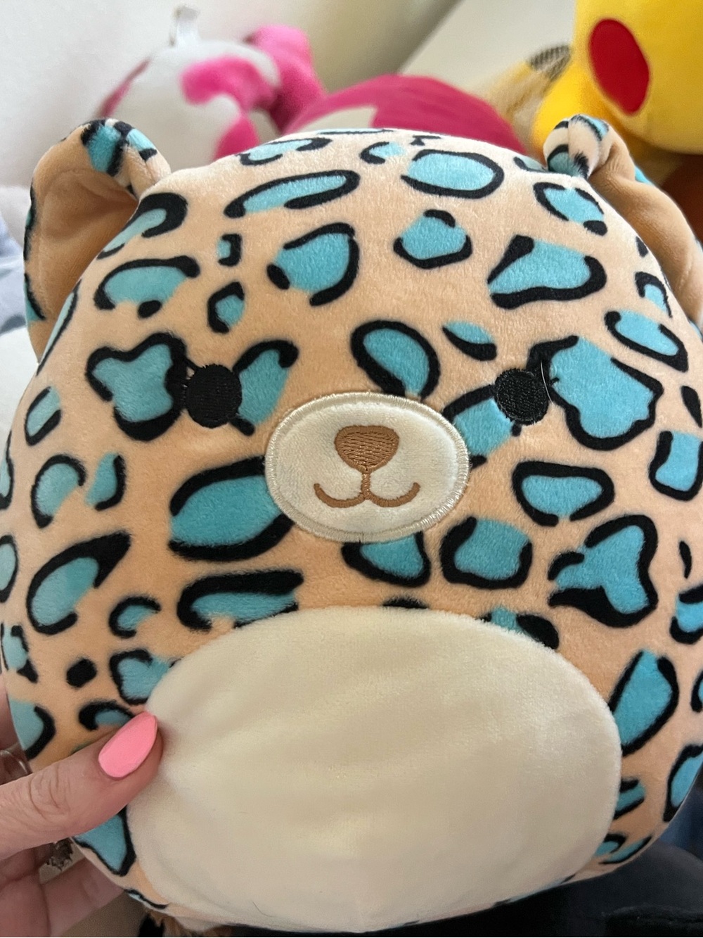 Small Squishmallow Plush Leopard Stuffed Toy - Blue & Cream Soft Cuddly Animal